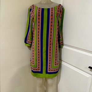 Pink Owl Multi Color 3/4 Sleeve knee length dress 
size Medium